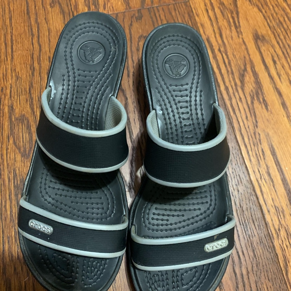 CROCS Dual-Tone Black and Gray Slides
